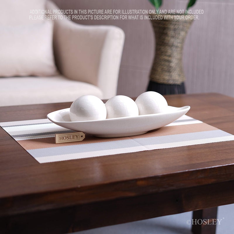 Hosley Decorative Bowl and Orb Set. Ideal GIFT for Weddings Special Occasions and for Decorative Centerpiece in Your Living Dining Room O3 (Crackle Ivory) - Image 2